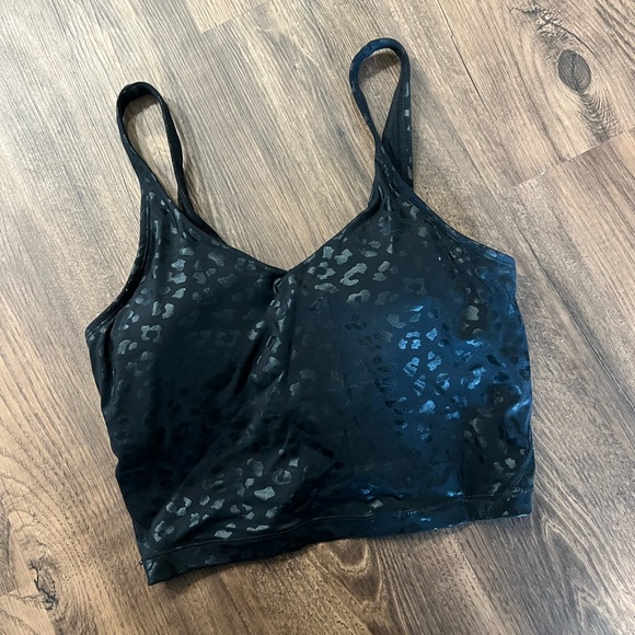 Tops - Black leopard print padded sports athletic cropped tank top